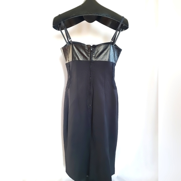 DANIER Leather & Lace Spaghetti Strap Slip Dress Size 8 - Picture 4 of 5